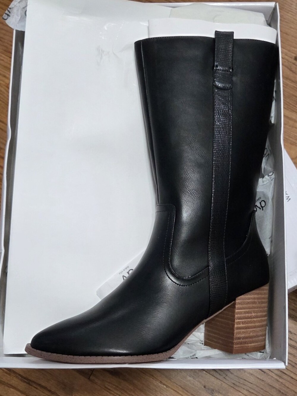 DV Dolce Vita Black Leather Knee-High Block Heel Boots | Side Zip, SZ 9- NEW - Picture 2 of 6